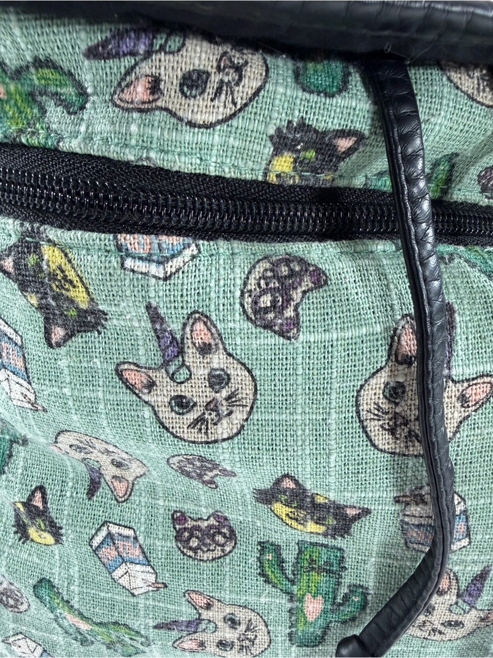Cat Print Backpack Witchy Cottagecore Kawaii Boho Mini Backpack Purse - Picture 3 of 10